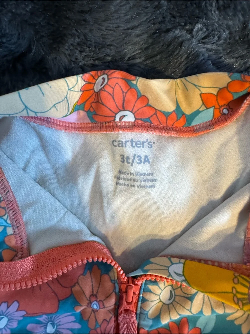 Carter's Floral Long-Sleeve Swimsuit in Coral, Yellow & Aqua